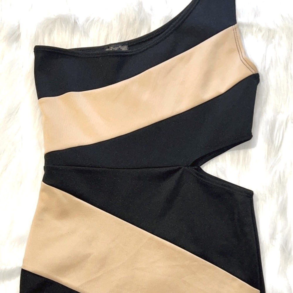 Black and Tan Cutout Bodycon Dress